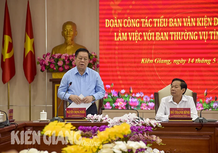 Tiểu ban Văn kiện Đại hội XIV của Đảng làm việc với Tỉnh ủy Kiên Giang
